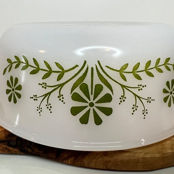 Vintage Jeannette Glasbake White Green Daisy 1 ½ Qt Casserole Dish #J2600 USA - Picture 10 of 16